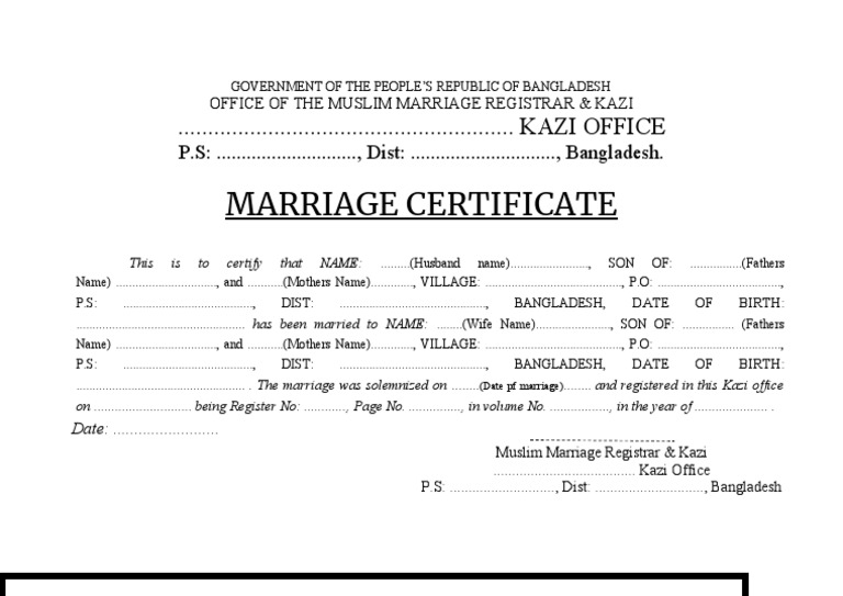 English Marriage Certificate Template BD PDF English Marriage Certificate Template BD PDF