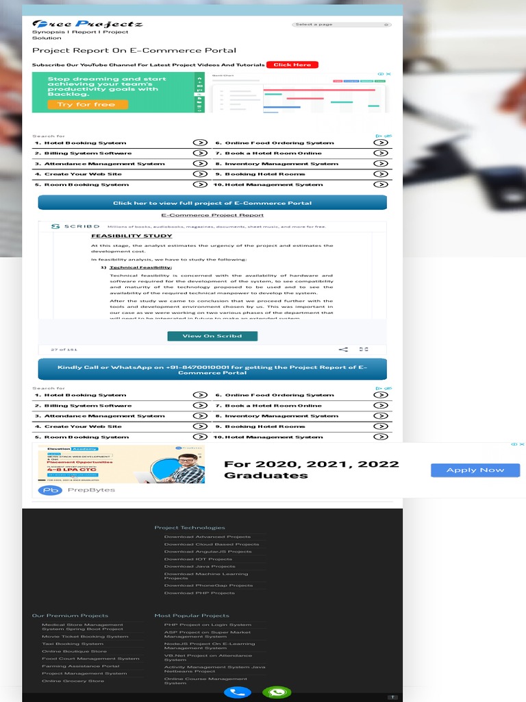 Project Report On E-Commerce Portal FreeProjectz | PDF | Computing ...