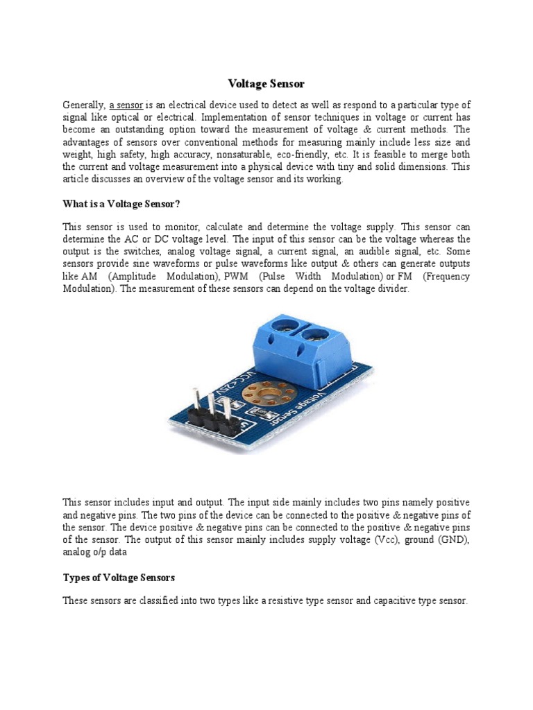 What Is A Voltage Sensor? PDF Capacitor Sensor