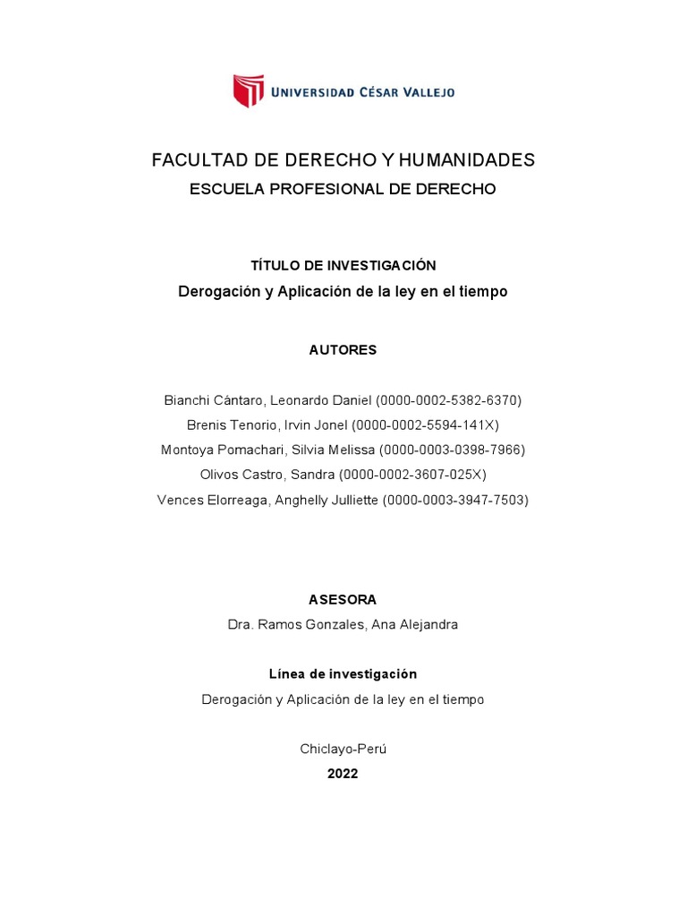 Derogación y Aplicación de la Ley | PDF | Ley ex post facto | Ley procesal
