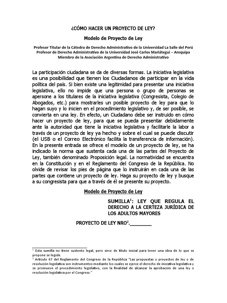 Cómo Elaborar un Proyecto de Ley | PDF | Bill (ley) | Justicia