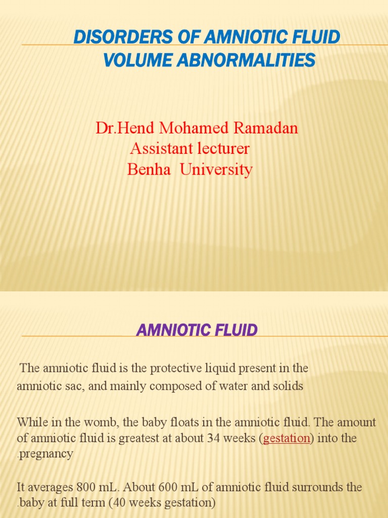 Disorders of Amniotic Fluid Volume Understanding Polyhydramnios and