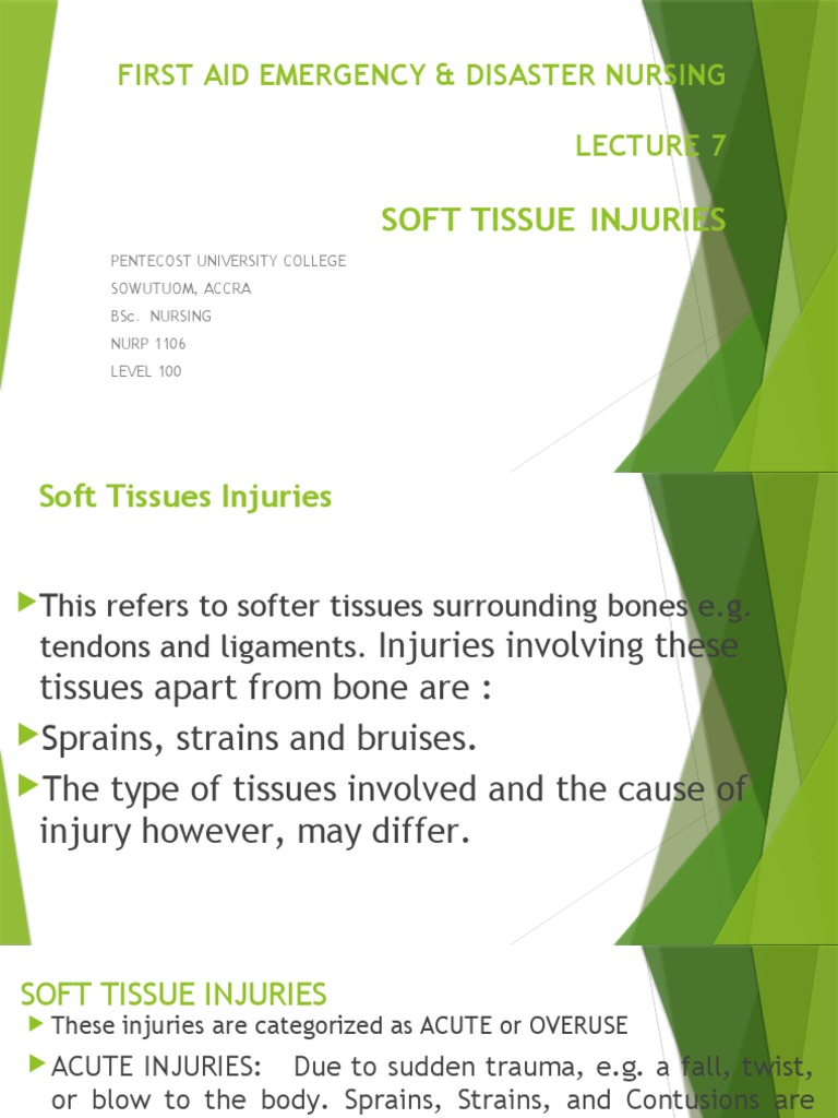Soft Tissue Injuries: First Aid Guide | PDF | Knee | Musculoskeletal System