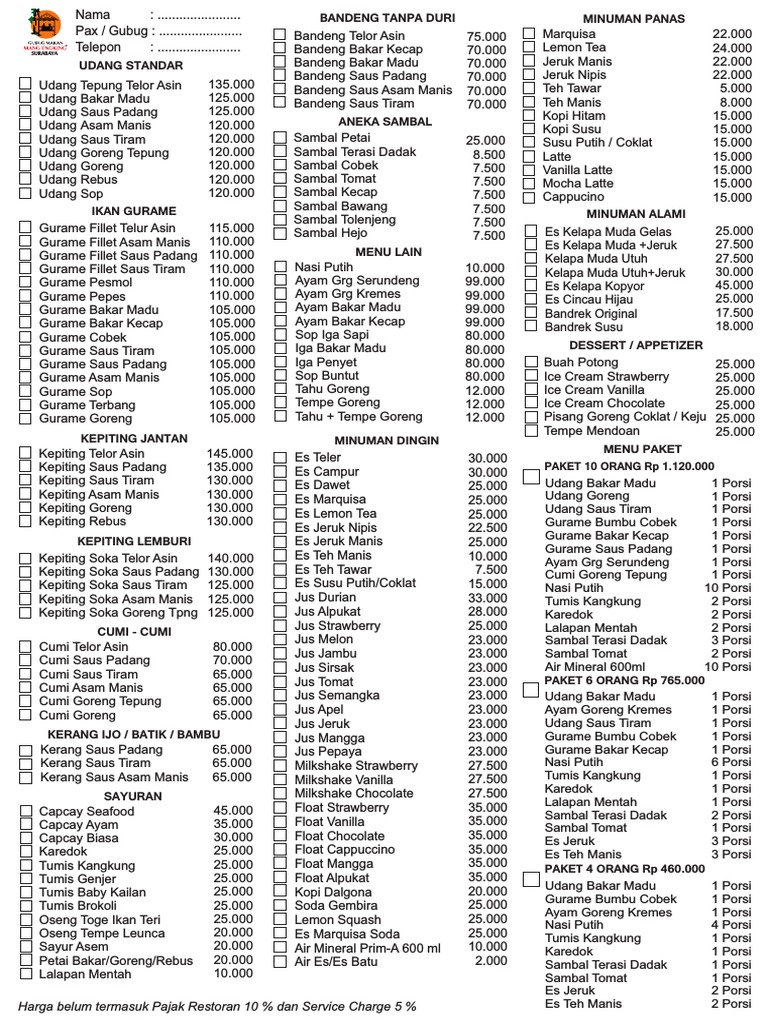 Daftar Harga Menu Mang Kabayan Surabaya | PDF | Memasak, Makanan, & Anggur