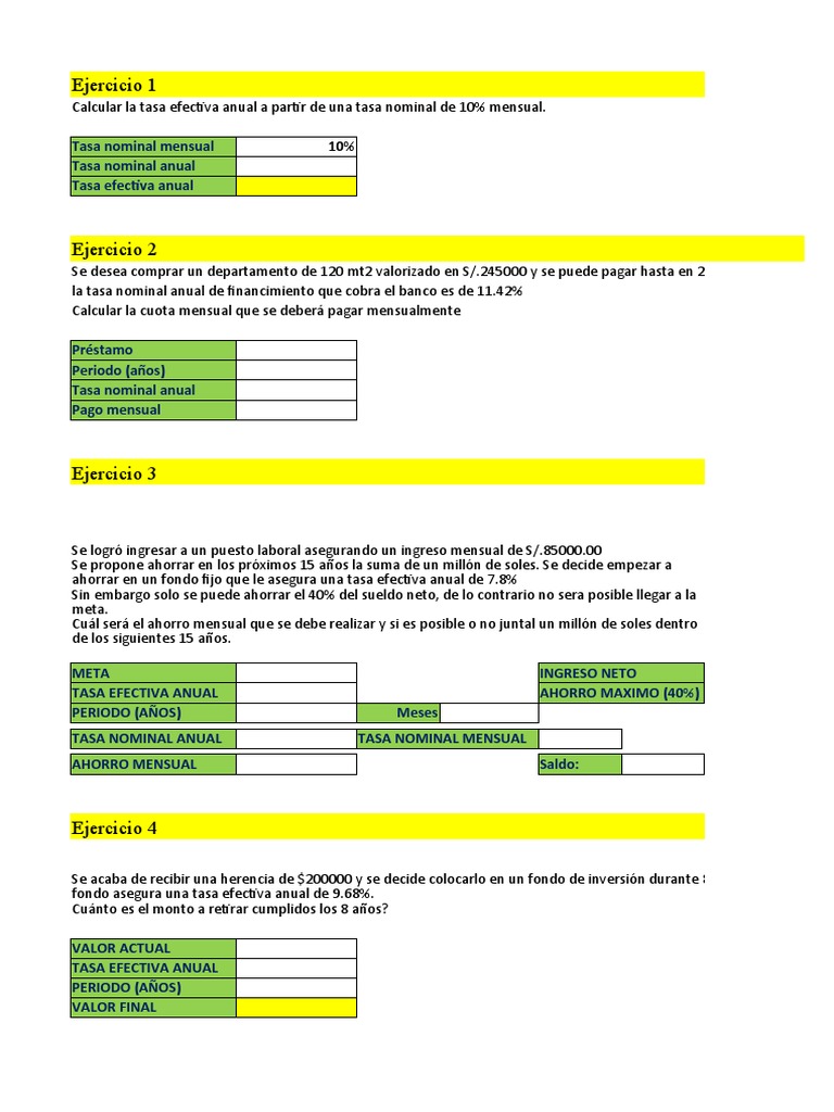 Ejercicios de Cálculo Financiero y Ahorro | PDF | Interés | Economía ...