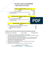 Fee Structure - Regular Membership: (From 1 April To 31 March)