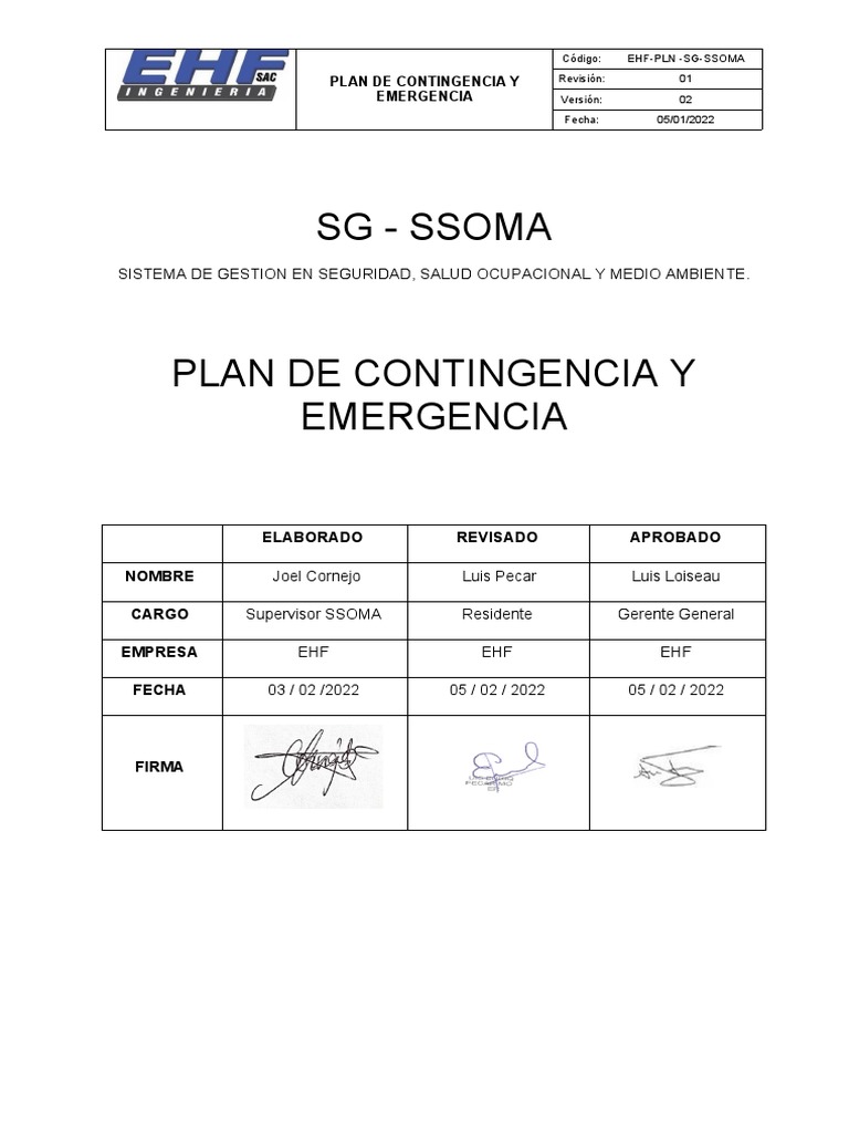 Plan de Contingencia y Emergencia | PDF | Primeros auxilios | Emergencia