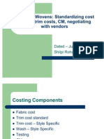 Standardizing Cost Sheets for Wovens