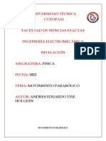 Universidad Técnica Cotopaxi Facultad de Siencias Exactas Ingeniería Electromecánica Nivelación Asignatura: Fecha: Tema: Autor