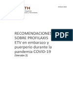 Recomendaciones Sobre Profilaxis ETV en Embarazo y Puerperio COVID 19