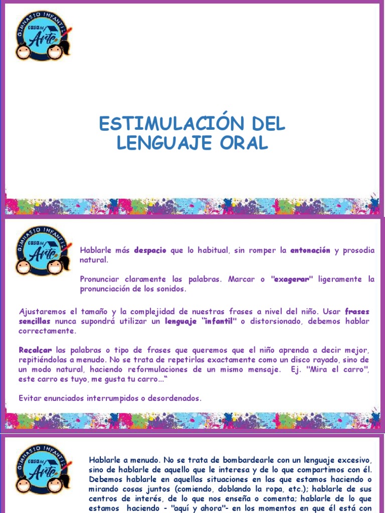 Técnicas para Estimular el Lenguaje Oral | PDF | Ciencia cognitiva ...