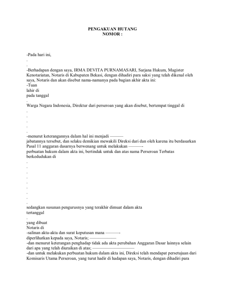 Akta Pengakuan Hutang