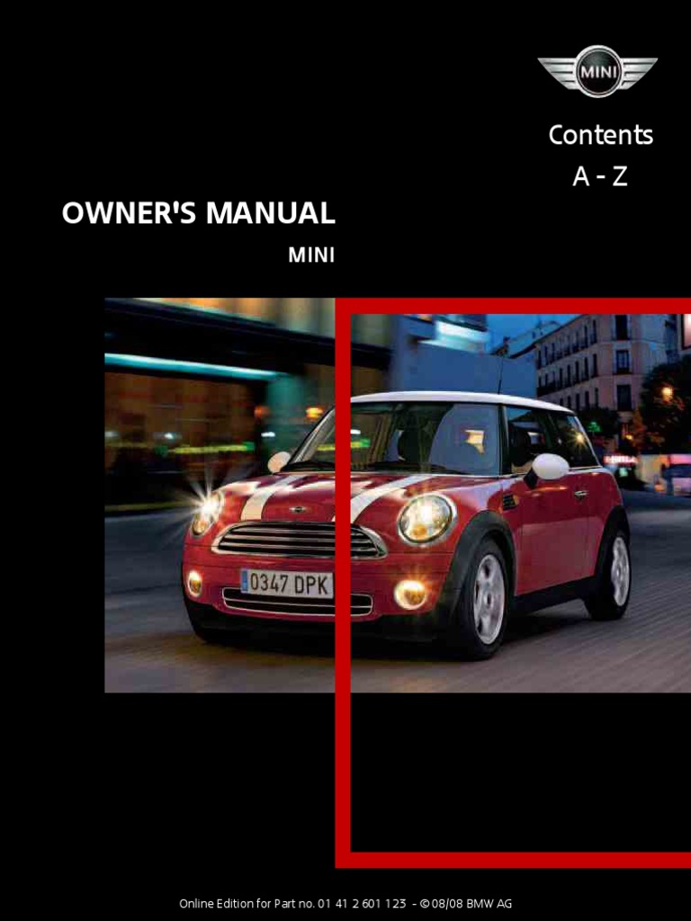 2009 Mini Cooper Owners Manual PDF Headlamp Telephone
