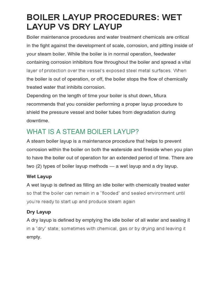BOILER LAYUP PROCEDURES. | PDF | Boiler | Corrosion