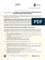 Recomendaciones para Legalización de Certificados de Bachillerato