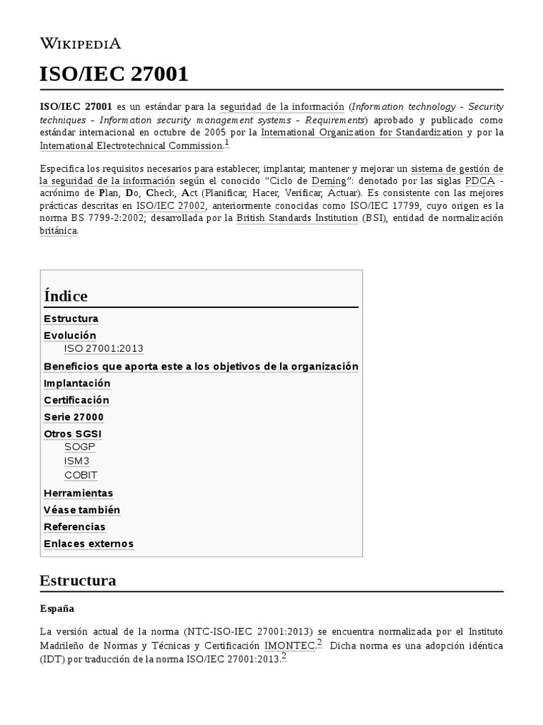 Iso Iec 27001 | PDF | Gestión de tecnología de la información | Edad de ...