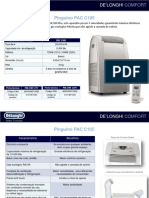 Ar Condicionado Portatil Delonghi 10500 Btus 220v Frio Pac c105 1709 Manual