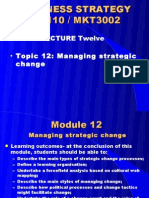 LECTURE Twelve Topic 12: Managing Strategic Change