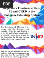 Regulatory Functions of Dep-Ed and CHED in The Philippine Education System