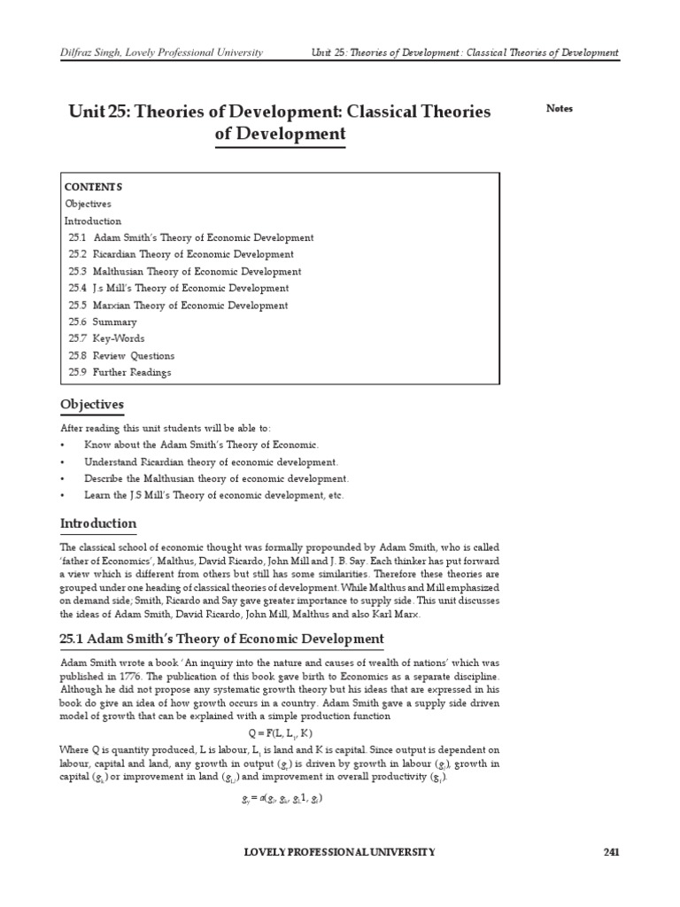 Classical Theories Of Economic Development Pdf