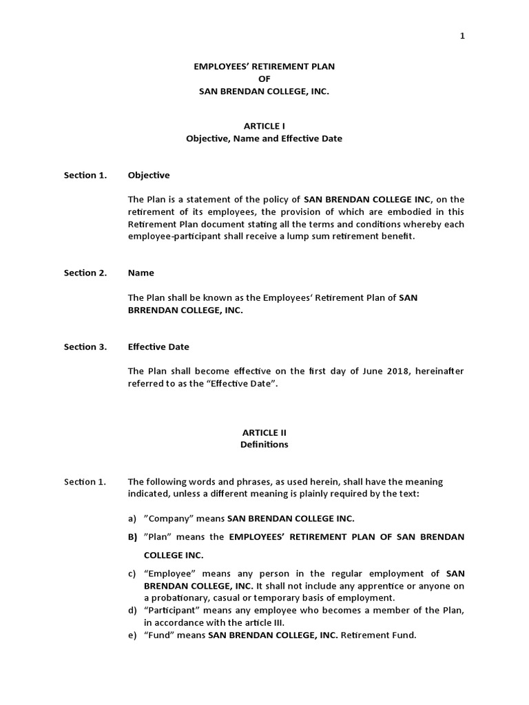 Retirement Plan | PDF | Retirement | Employment