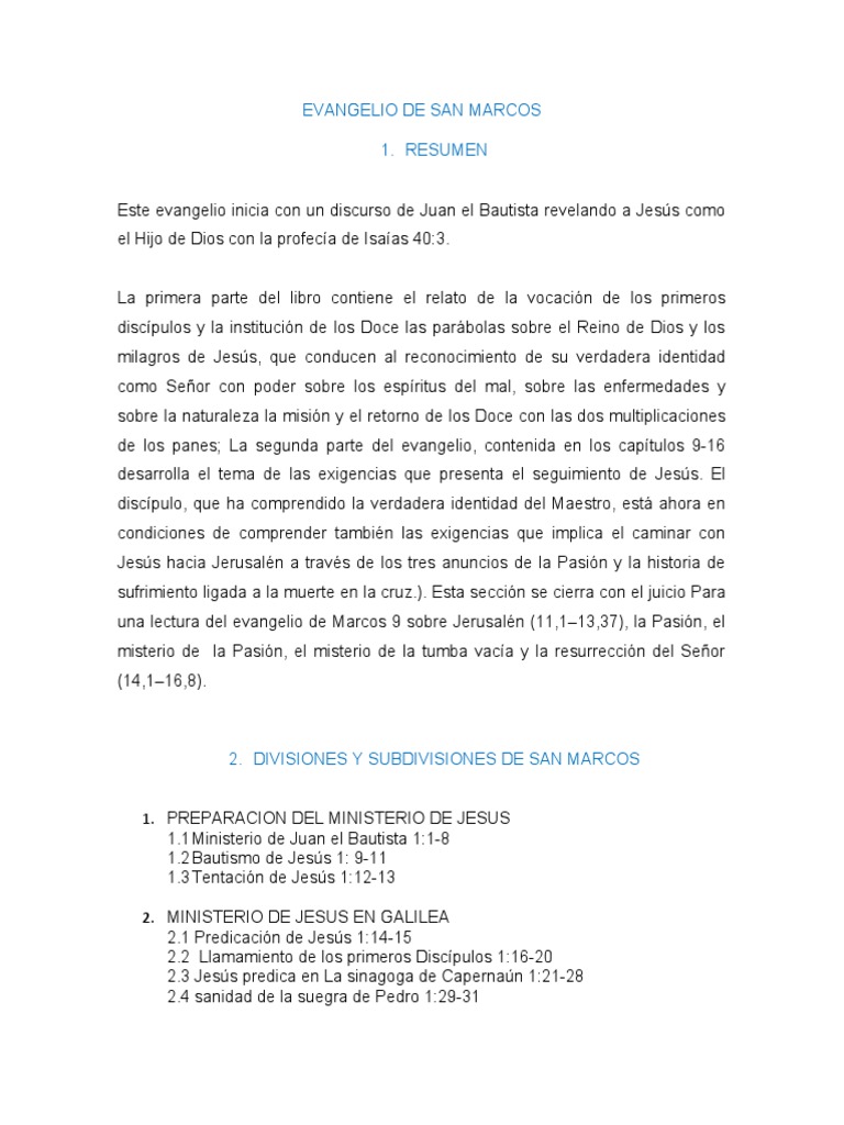 Evangelio de San Marcos | PDF | Jesús | Evangelio de Marcos