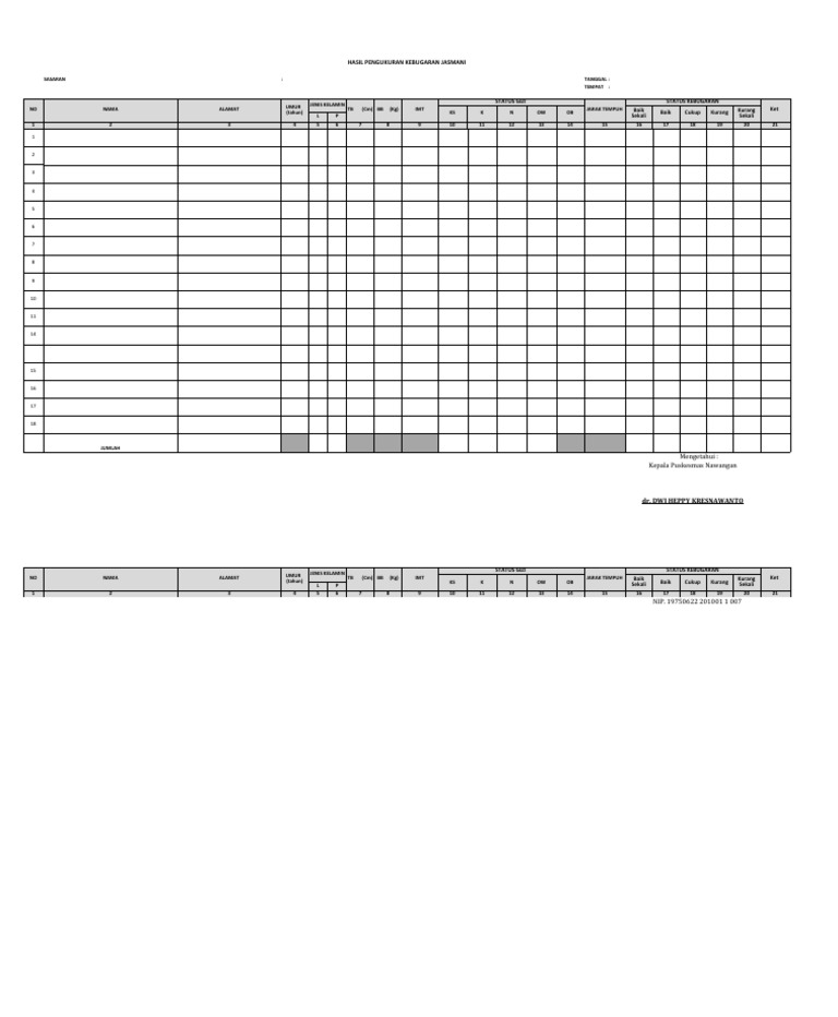 Form Kebugaran ASN | PDF