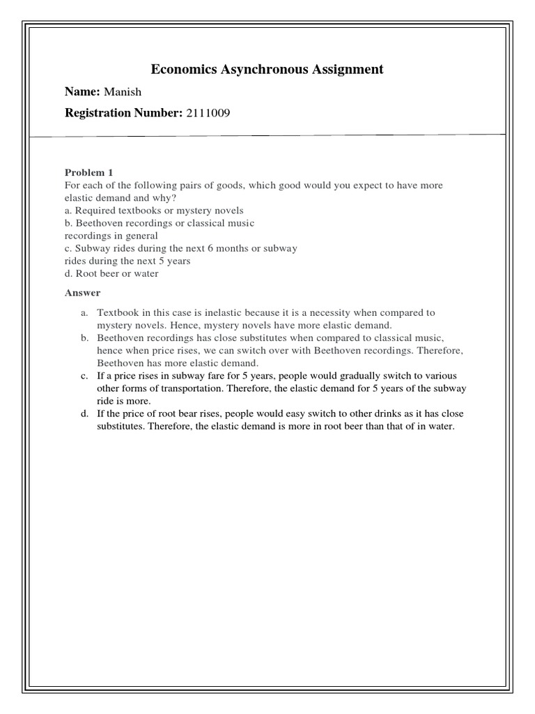 Economics Asynchronous Assignment - 2111009 | PDF | Foreign Language ...