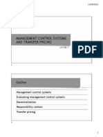 Management Control Systems and Transfer Pricing: Outline