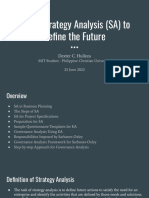 Using Strategy Analysis (SA) To Define The Future: Dexter C. Hulleza