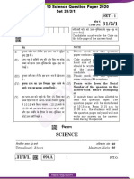 Science: CBSE Class 10 Science Question Paper 2020 Set 31/3/1