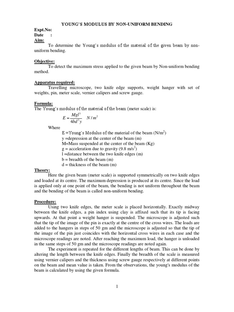 Young's Modulus and Rigidity Modulus Experiments | PDF | Prism | Bending