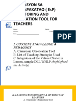 Edukasyon Sa Pagpapakatao (Esp) Monitoring and Evaluation Tool For Teachers