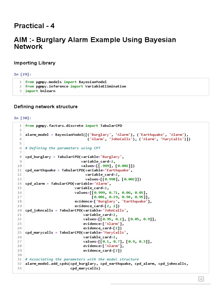 Burglary Alarm Bayesian Network Example | PDF | Applied Mathematics ...