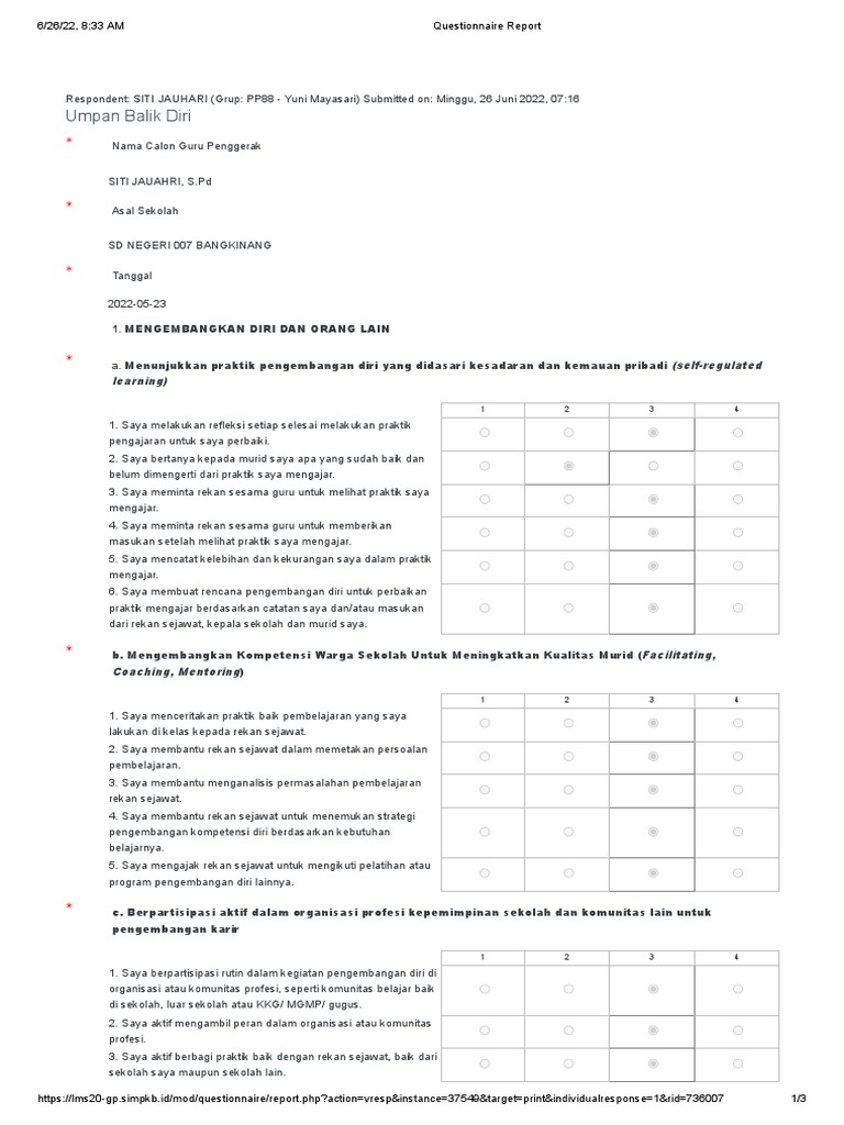 Umpan balik diri cgp pi7 pdf karier perkembangan