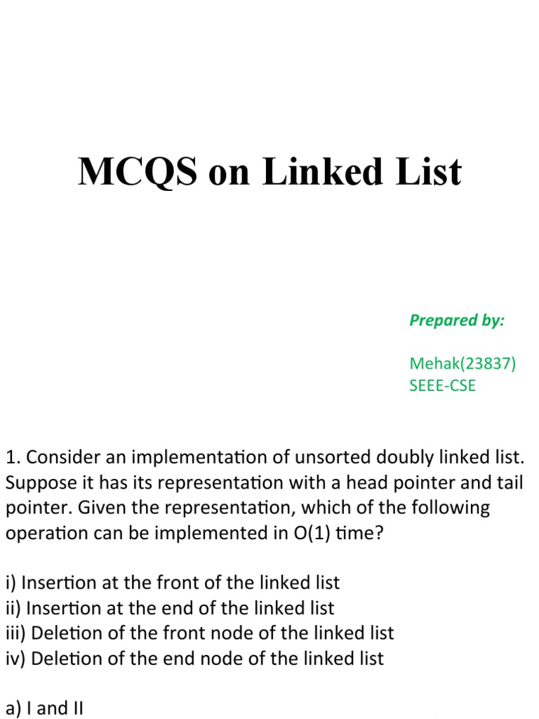 Mcqs Linked List Pdf Data Management Computing
