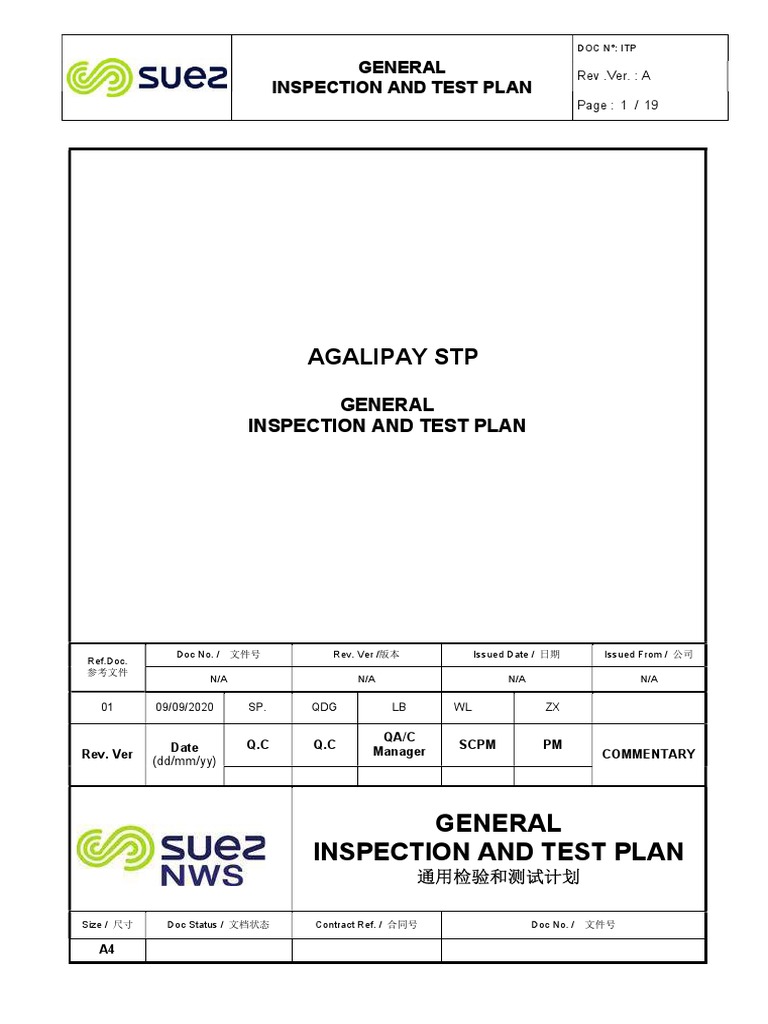 Agalipay STP: General Inspection and Test Plan | PDF | Specification  (Technical Standard) | International Electrotechnical Commission