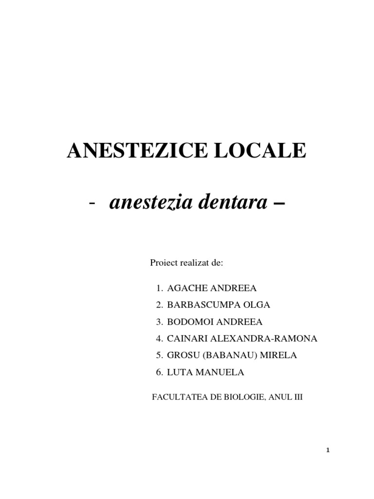 Anestezia Dentara