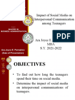 Impact of Social Media On Interpersonal Communication Among Teenagers