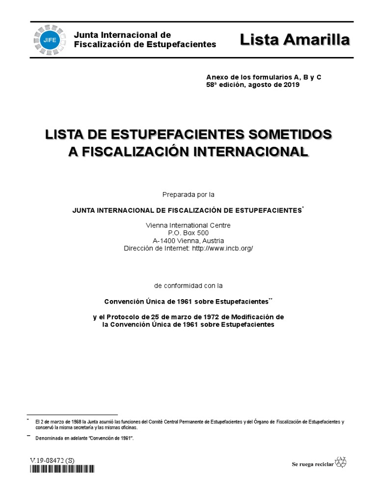 Yellow List - SPA | PDF | Morfina | Farmacología