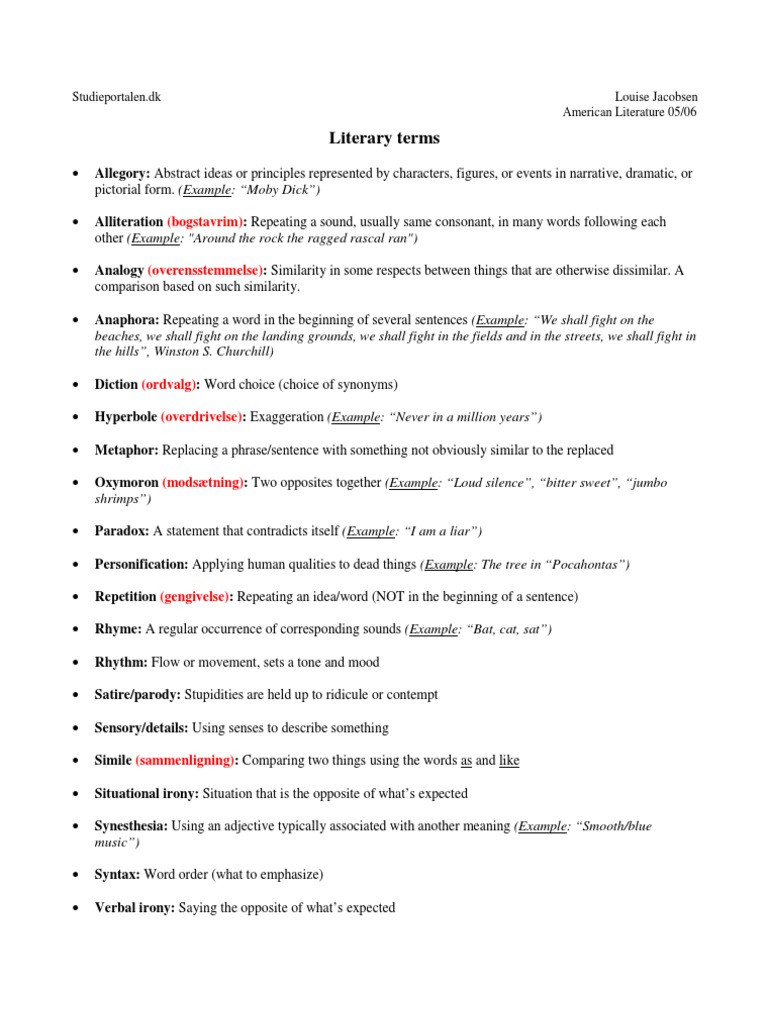 Key Literary Terms Explained | PDF