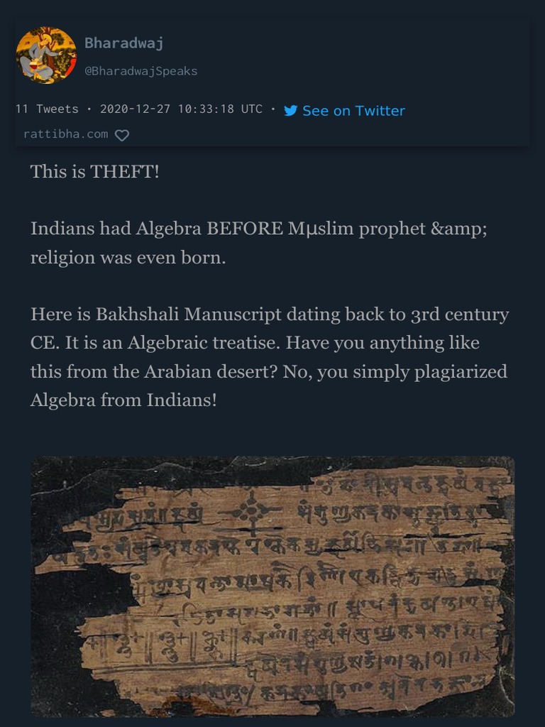 Trueindology Origin of Algebra PDF Algebra Mathematics