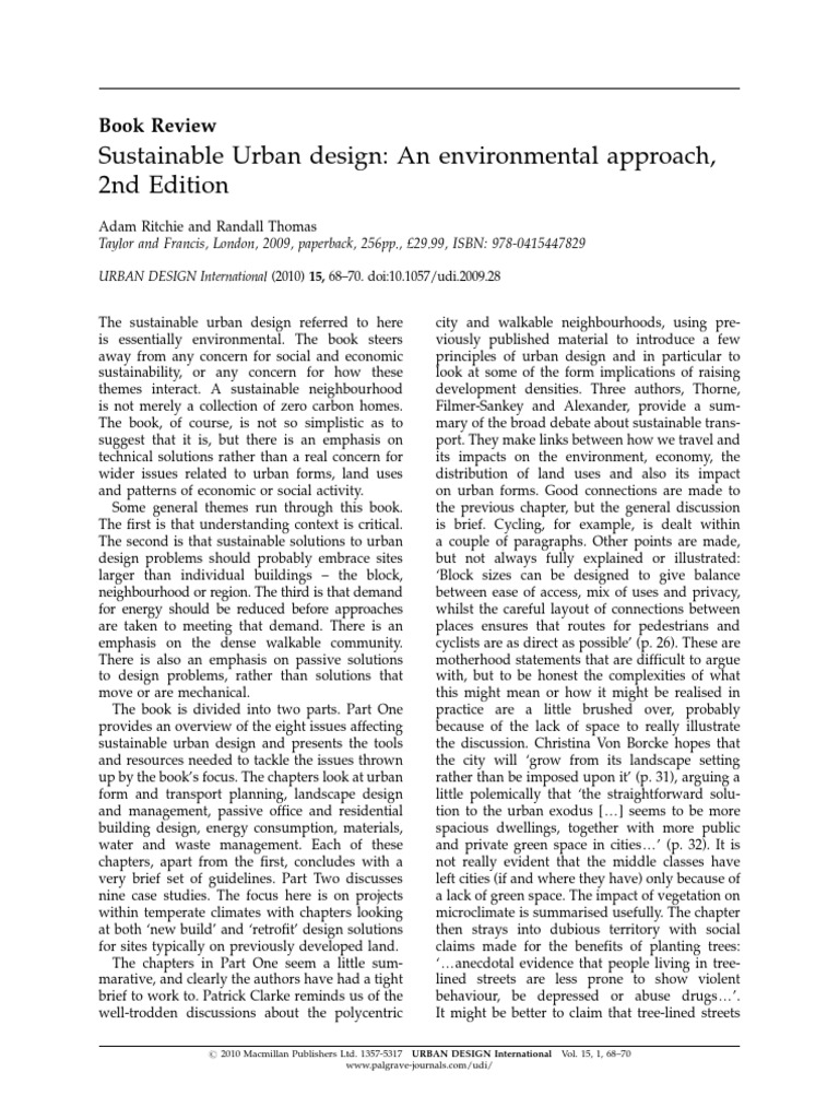 Sustainable Urban Design Review | PDF | Sustainability | Urban Design
