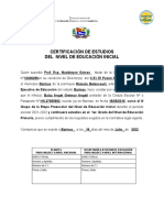 Certificación de Estudios Del Nivel de Educación Inicial 2022