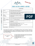 Liste de Fournitures 6eme - Rentree Scolaire 2022