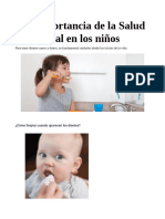 Importancia Salud Oral en Los Niños