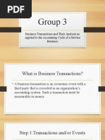 Group 3: Business Transactions and Their Analysis As Applied To The Accounting Cycle of A Service Business