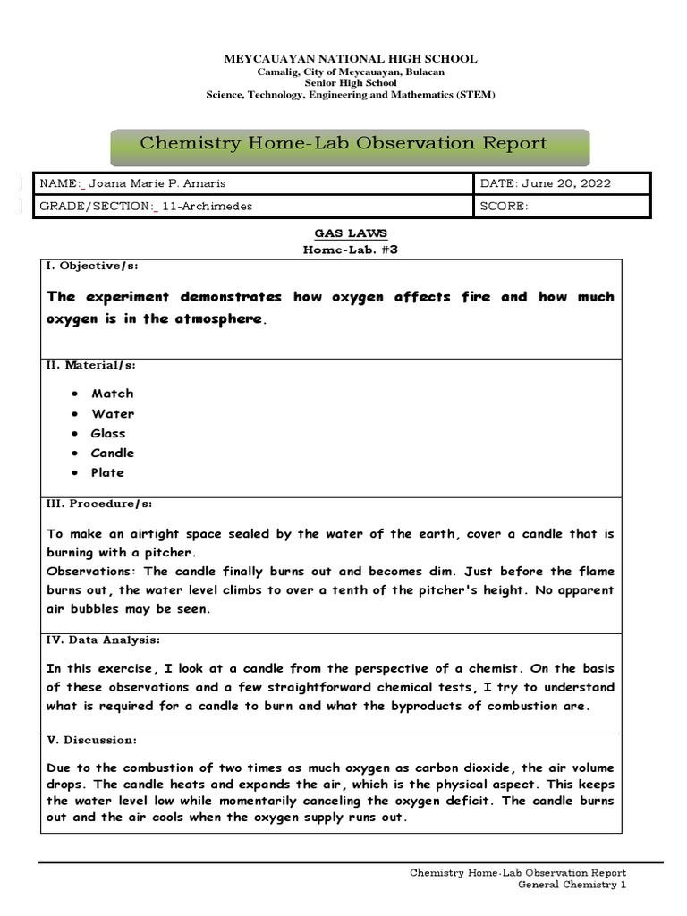 Chemistry Laboratory Report Template PDF Oxygen Atmosphere Of Earth Chemistry Laboratory Report Template PDF Oxygen Atmosphere Of Earth