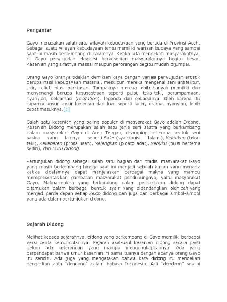 Didong, Tari Guel | PDF | Seni & Disiplin Bahasa | Kajian Bahasa Asing