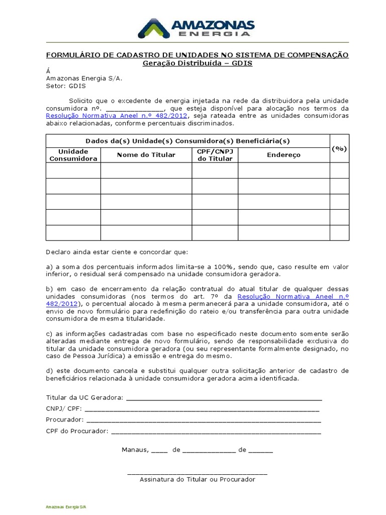 FORMULARIO - CADASTRO DE COMPENSAÇÃO - Atualizado | PDF | Consórcio ...